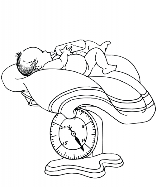 Baby on a Scale coloring page image