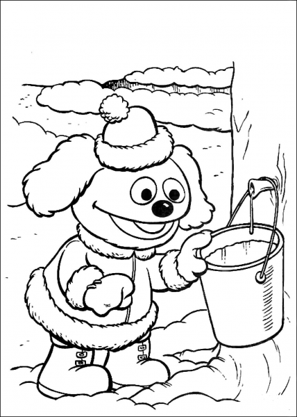 Baby Rowlf Collects Some Water coloring page image