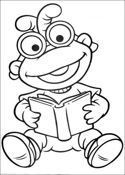 Baby Scooter Is Reading A Book coloring page image