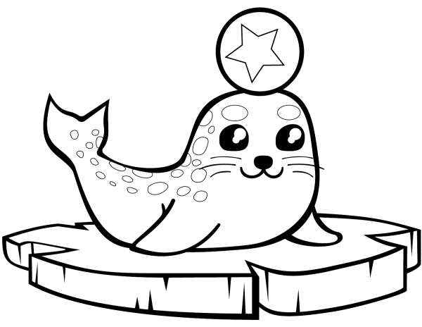 Baby Seal on an Ice Floe coloring page image