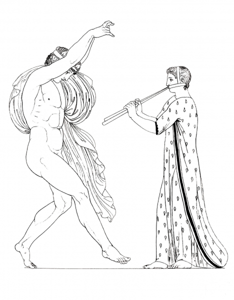 Bacchanalian and Bacchante coloring page image