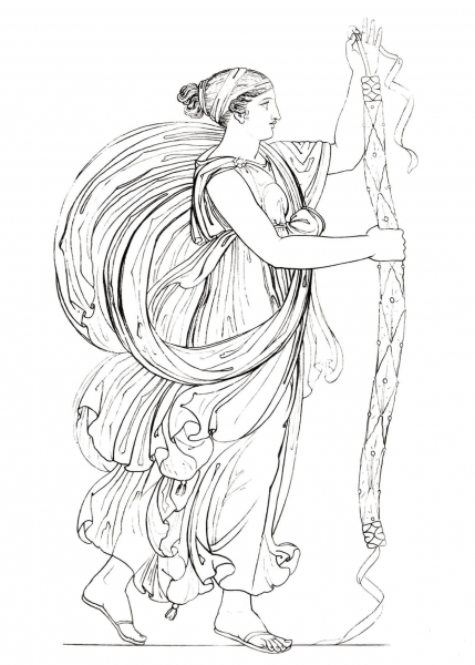 Bacchante Carrying a Wreath coloring page image