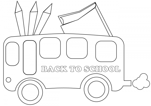 Back to School Bus coloring page image