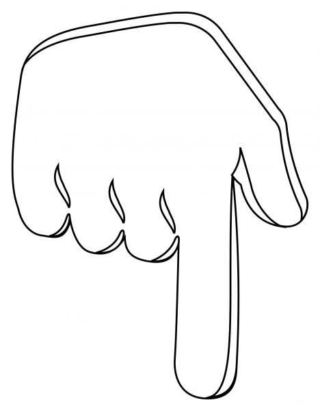 Backhand Index Pointing Down coloring page image
