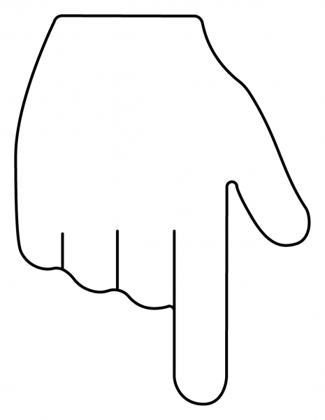 Backhand Index Pointing Down Emoji coloring page image