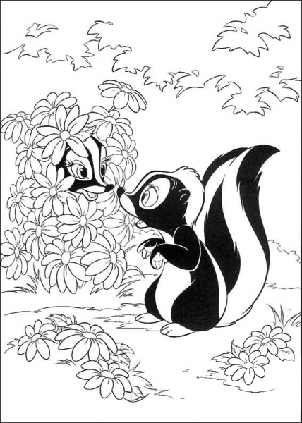Badgers in the  Flowers  coloring page image