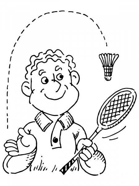 Badminton Player coloring page image