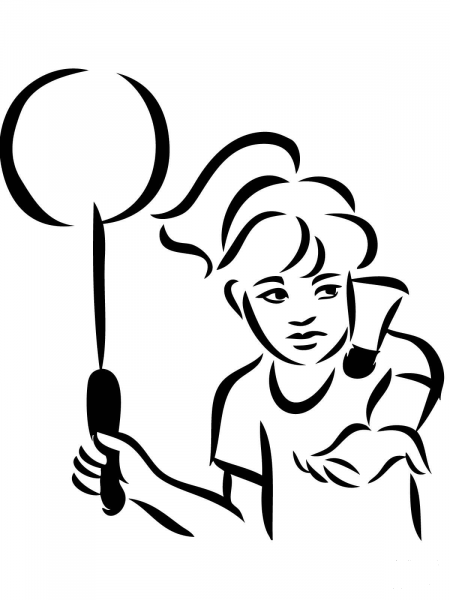 Badminton Serve coloring page image