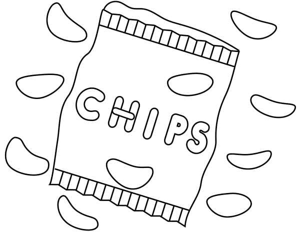 Bag of Chips coloring page image
