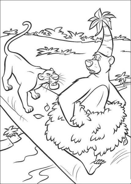 Bagheera And Baloo  coloring page image