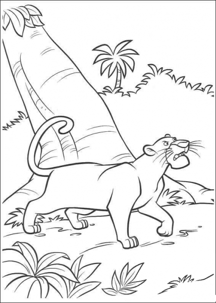 Bagheera Is Walking In The Forest  coloring page image