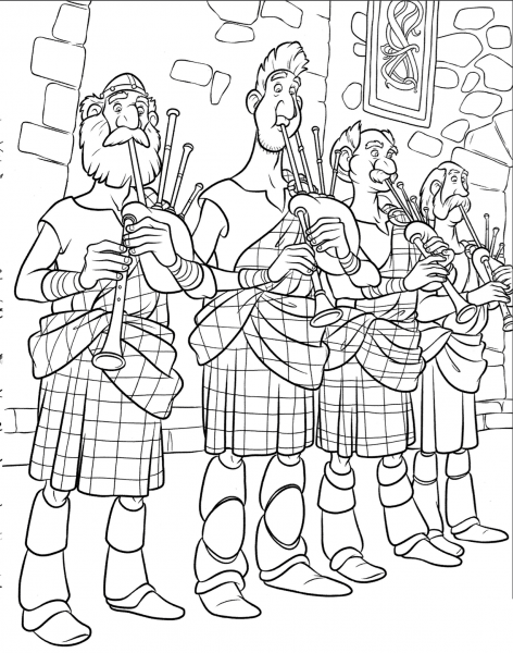 Bagpipe Players coloring page image