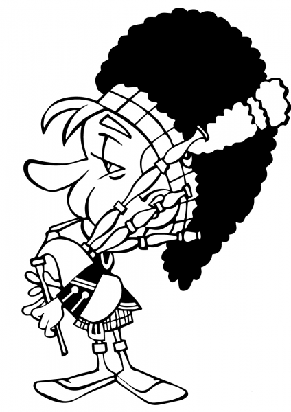 Bagpipe Scottish Soldier coloring page image