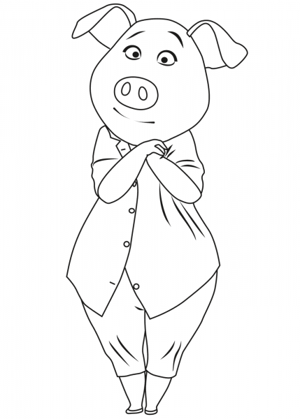 Pig Rosita from Sing coloring page image