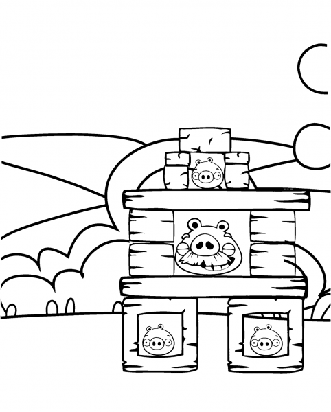 Pig’s Fortifications coloring page image