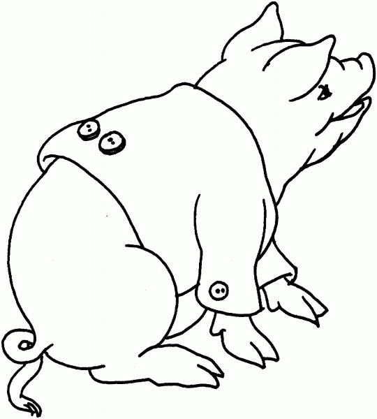 Pig Use Clothes coloring page image
