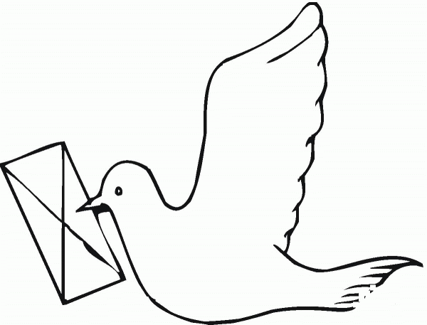 Pigeon Holds A Letter coloring page image