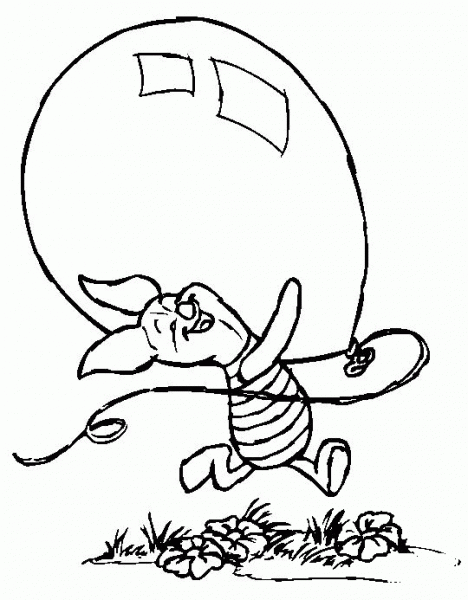 Piglet And His Cute Baloon  coloring page image