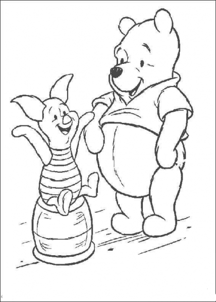 Piglet and Pooh are talking coloring page image