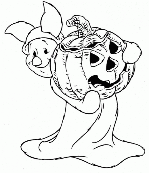 Piglet In a Halloween Costume  coloring page image