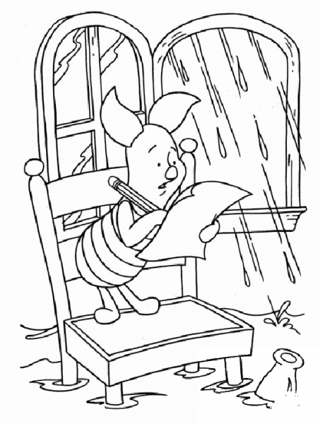 Piglet Is Writing a letter coloring page image