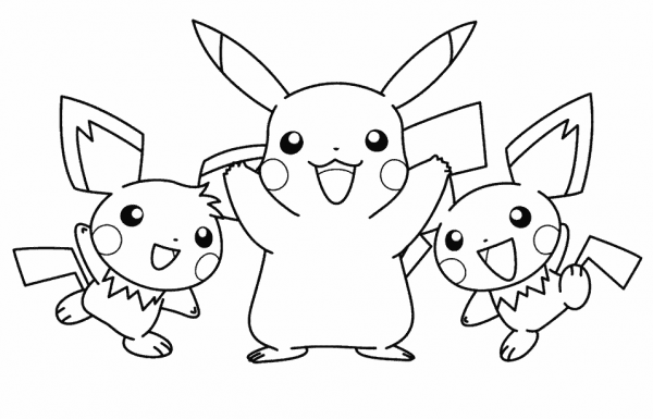 Pikachu and his friends coloring page image