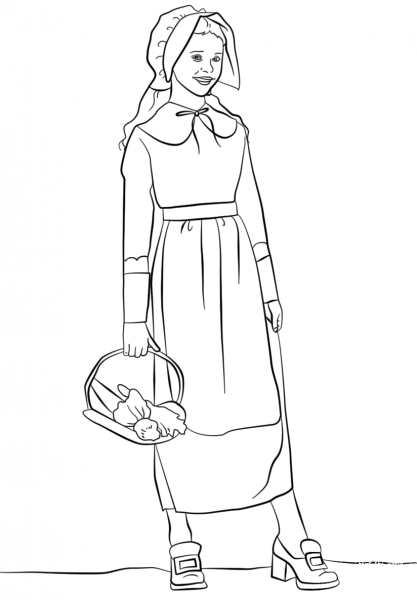 Pilgrim Girl coloring page image