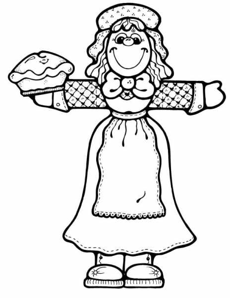 Pilgrim Girl  coloring page image