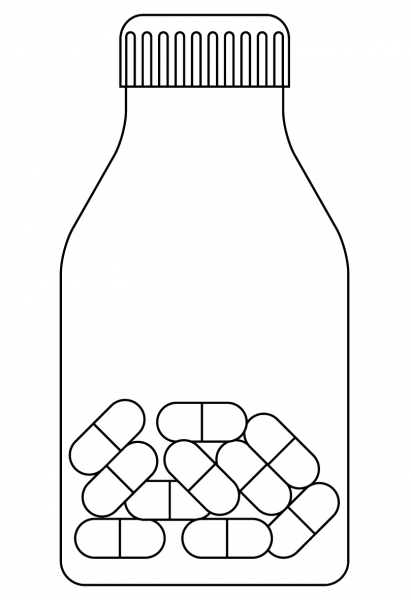 Pill Bottle coloring page image