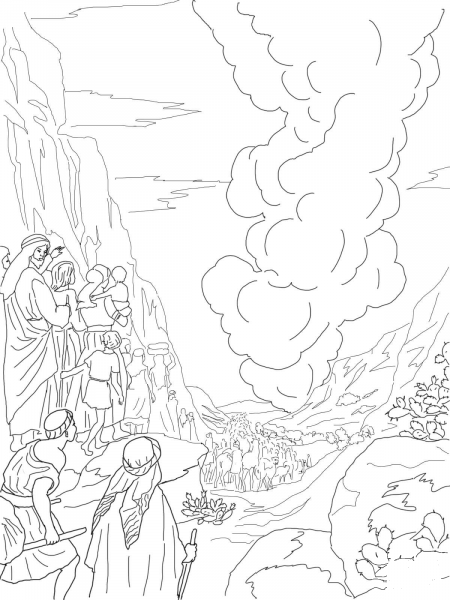 Pillar of Fire and Cloud coloring page image