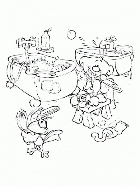 Pimboli In The Bath  coloring page image