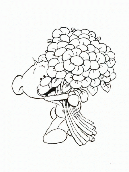 Pimboli With Bunch Of Flowers  coloring page image
