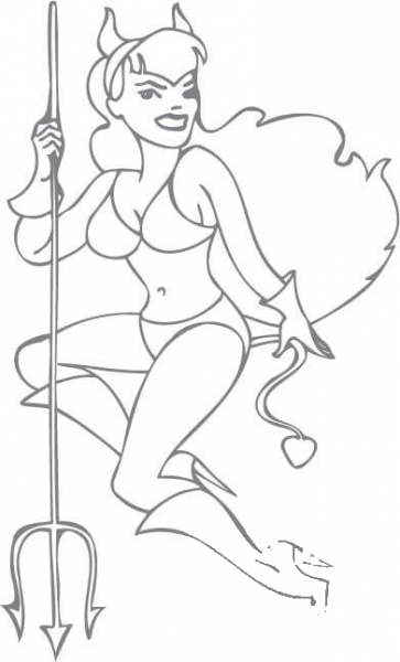 Pin-up Devil Girl coloring page image