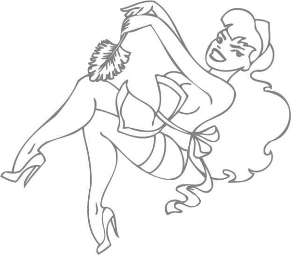 Pin-up Girl Dressed like a Maid coloring page image