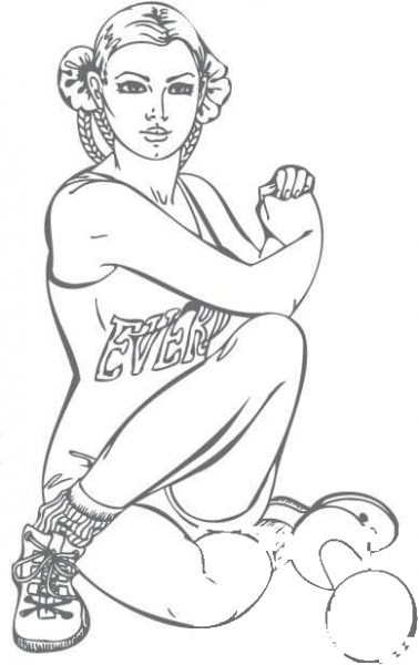 Pin-up Girl Exercising coloring page image