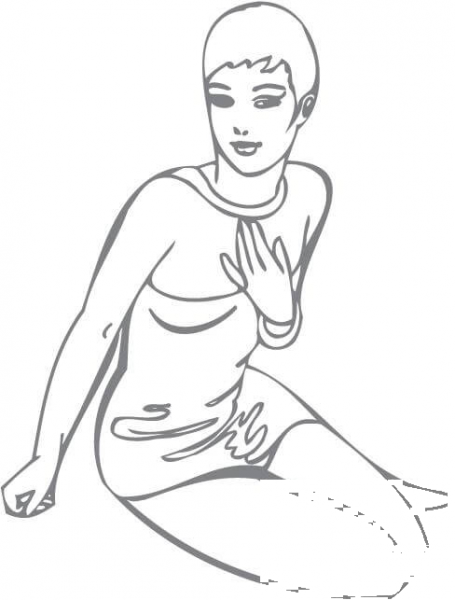 Pin-up Girl with Short Haircut coloring page image