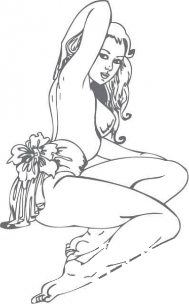 Pin-up Hawaiian Girl coloring page image