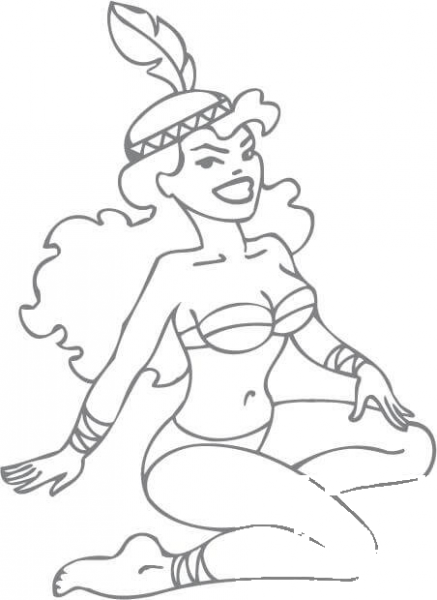 Pin-up Indian Girl coloring page image
