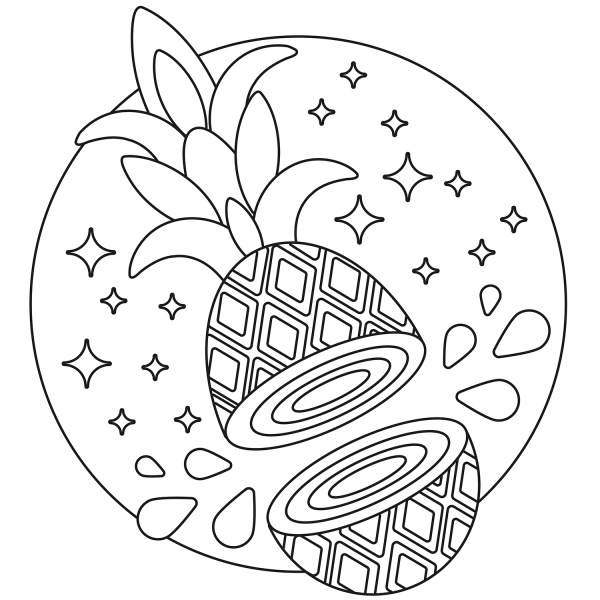 Pineapple coloring page image