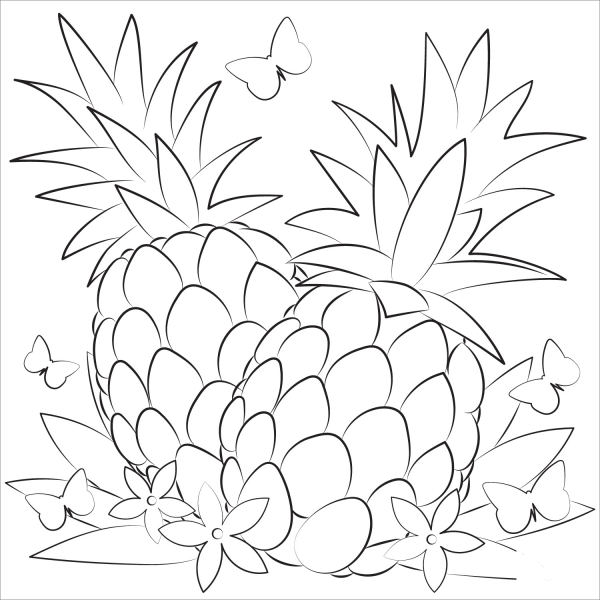 Pineapple coloring page image