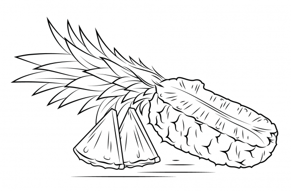 Pineapple Cut in Half coloring page image