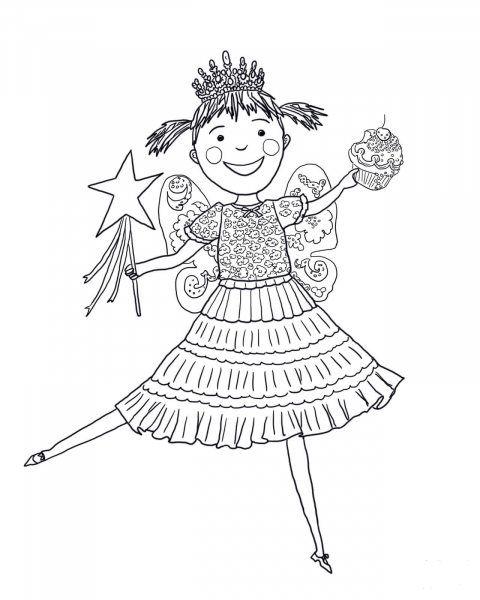 Pinkalicious with Pink Cupcakes coloring page image