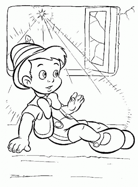 Pinocchio In His House  coloring page image