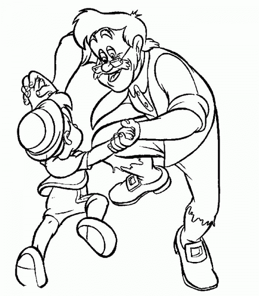 Pinocchio With His Dad  coloring page image