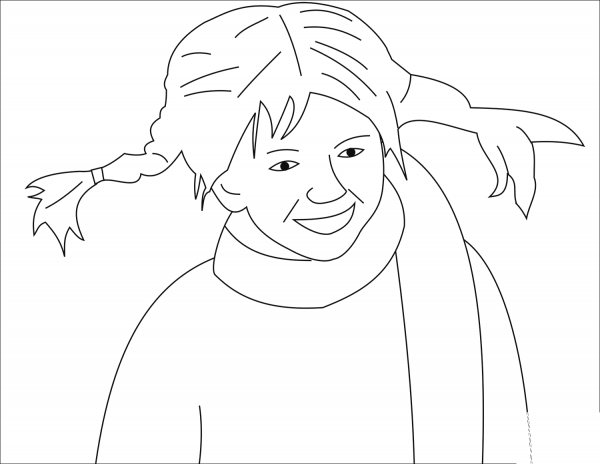 Pippi LÃ¥ngstrump / Pippi Longstocking coloring page image