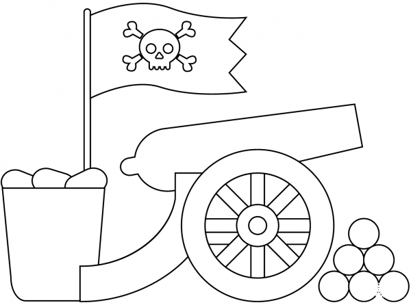 Pirate Cannon coloring page image