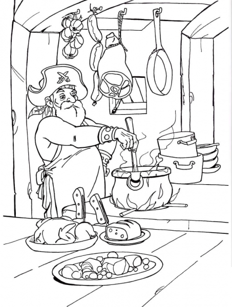Pirate Chef  coloring page image