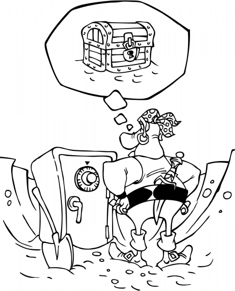 Pirate Found a Buried Treasure coloring page image