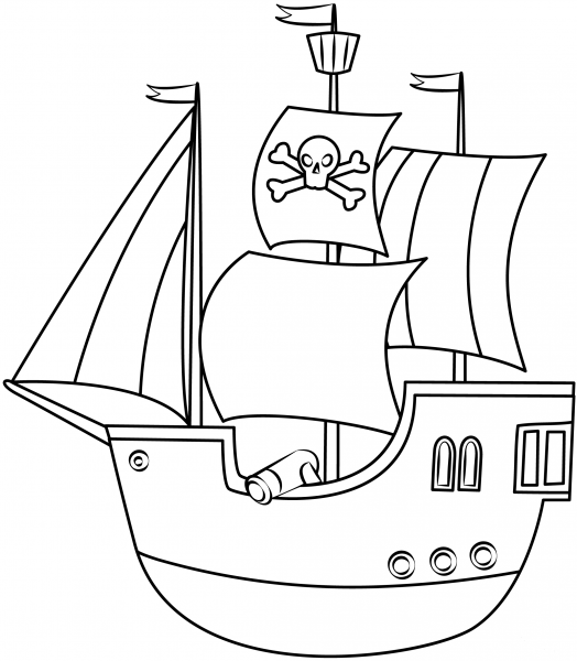 Pirate Ship coloring page image
