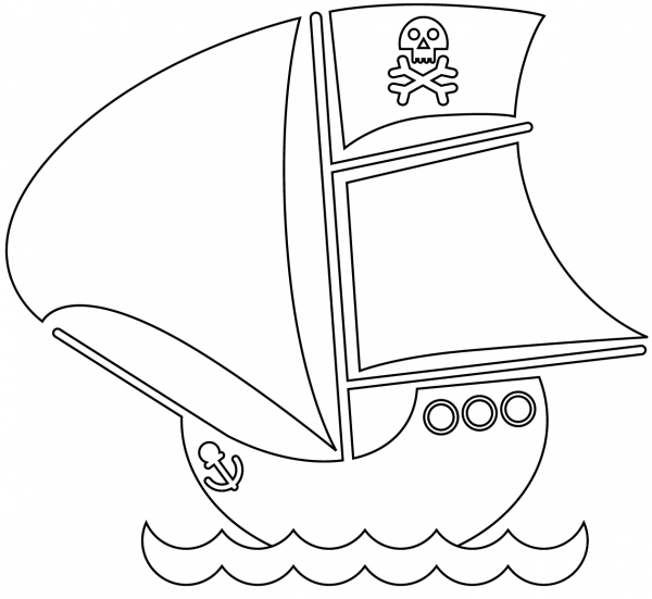 Pirate Ship coloring page image